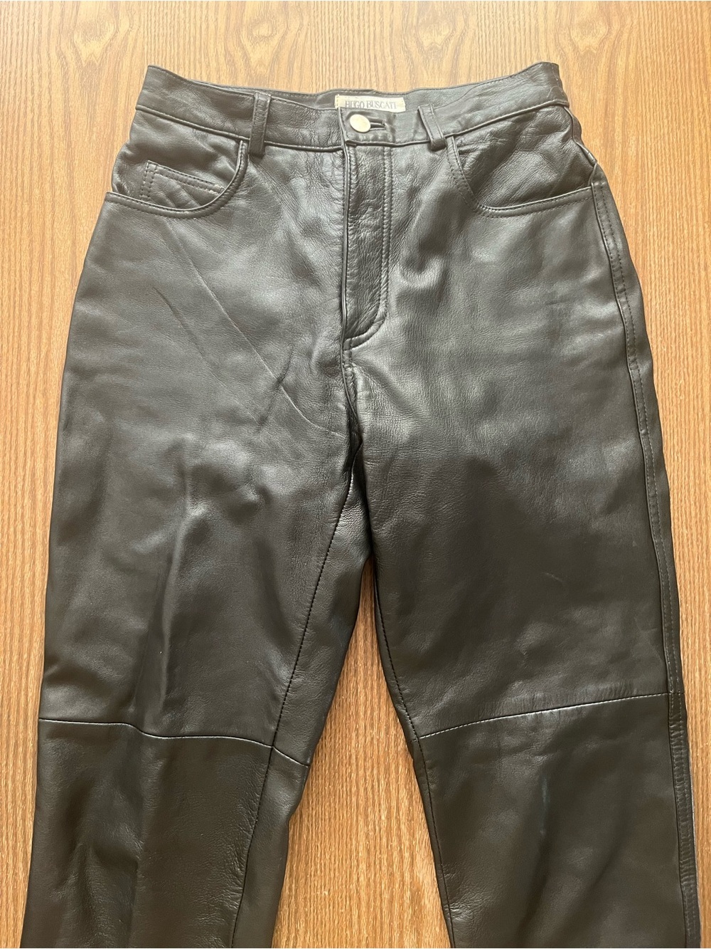 Vintage Hugo Buscati Black Leather Women's Pants   Size 4